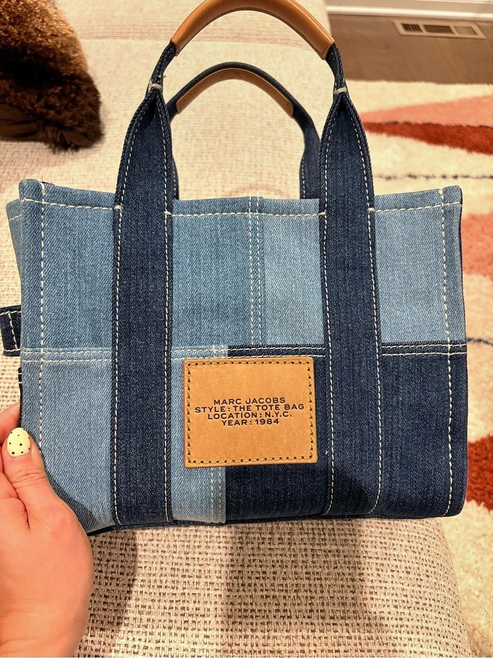 ✨Marc Jacobs (EUC) The Denim Small Tote Bag Patchwork✨ - Picture 4 of 10